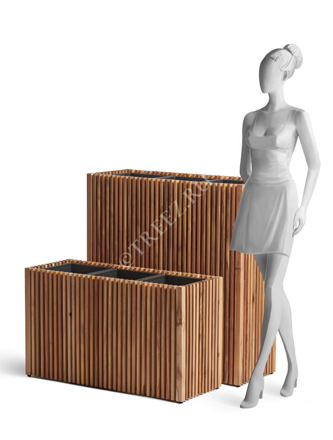 Кашпо TREEZ Effectory - Timberline - Низкий дивайдер - Тёмное дерево фото