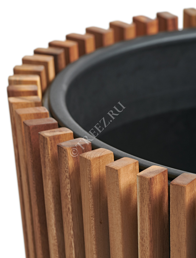 Кашпо TREEZ Effectory - Timberline - Высокий конус - Тёмное дерево фото