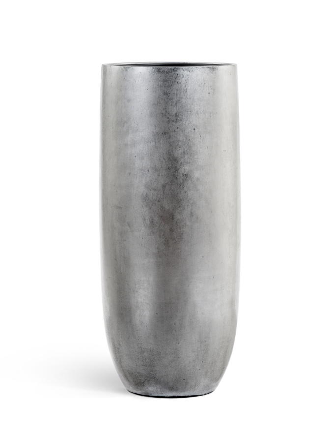 Кашпо TREEZ Effectory - Metal - Высокий округлый конус - Серебро фото