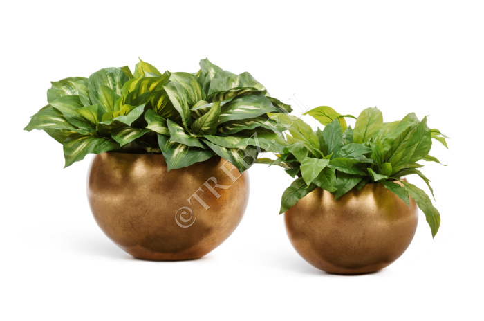 Кашпо TREEZ Effectory - Metal - Полусфера - Сусальное золото фото