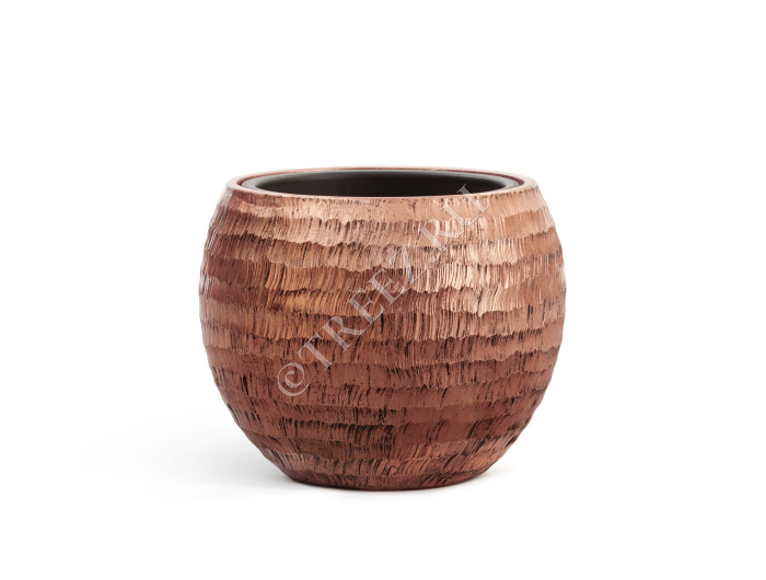 Кашпо TREEZ Effectory - Metal - Полусфера - Розовая медь Чеканка фото