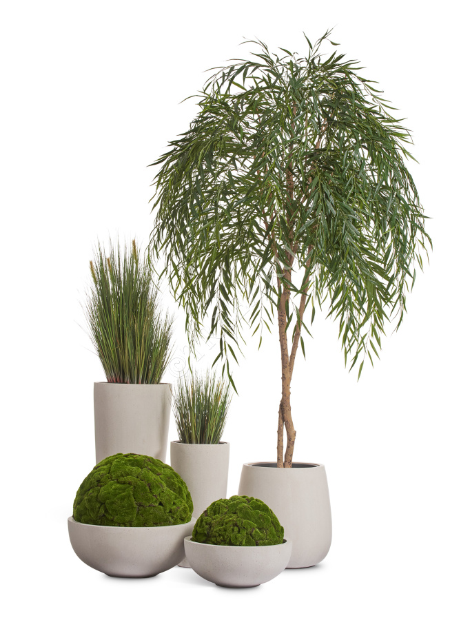 Кашпо TREEZ Effectory - Beton - Высокий конус - Белый песок фото