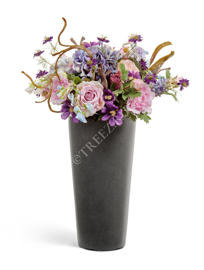 Кашпо TREEZ Effectory - Beton - Высокий конус - Тёмно-серый бетон фото