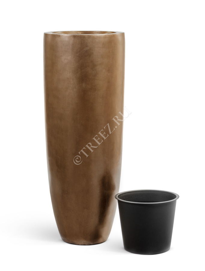 Кашпо TREEZ Effectory - Metal - Высокий конус Giant - Тёмное матовое золото фото