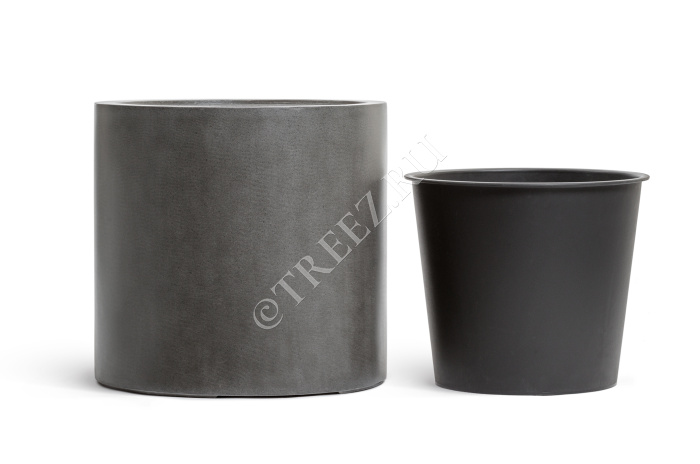 Кашпо TREEZ Effectory - Beton - Цилиндр Тёмно-серый бетон фото