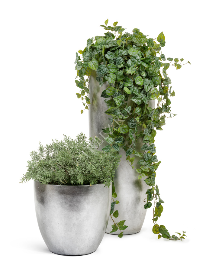 Кашпо TREEZ Effectory - Metal - Округлый конус - Серебро фото