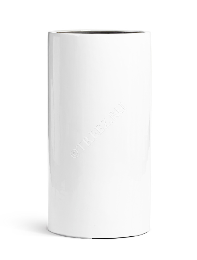 Кашпо TREEZ Effectory - Gloss - Цилиндр высокий- Белый глянцевый лак фото