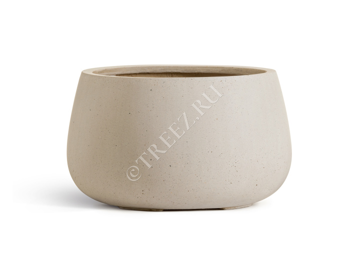 Кашпо TREEZ Effectory - Beton - Низкая Design-чаша - Белый песок фото