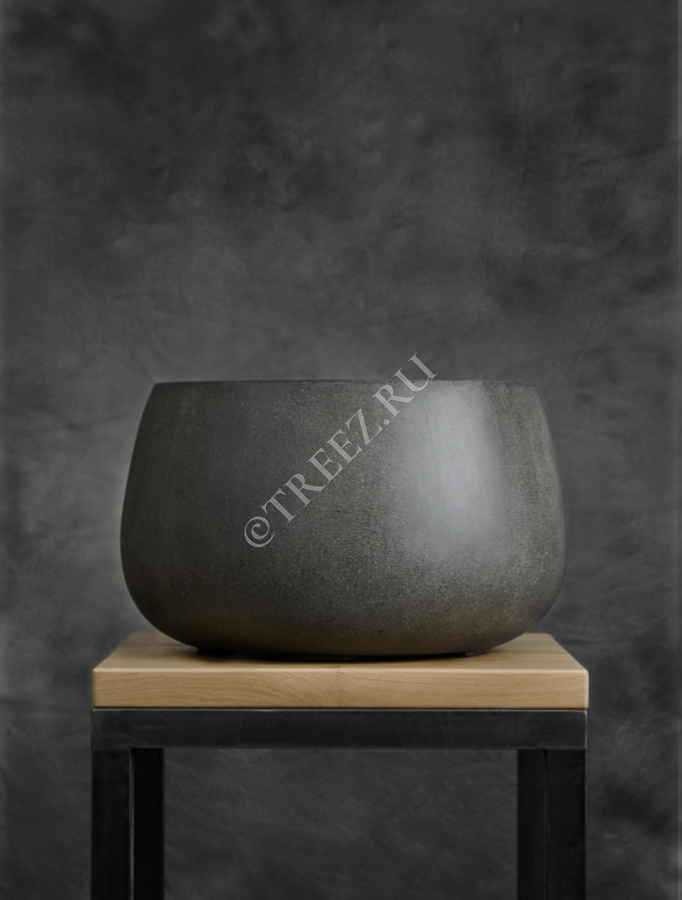 Кашпо TREEZ Effectory - Beton - Низкая Design-чаша - Тёмно-серый бетон фото