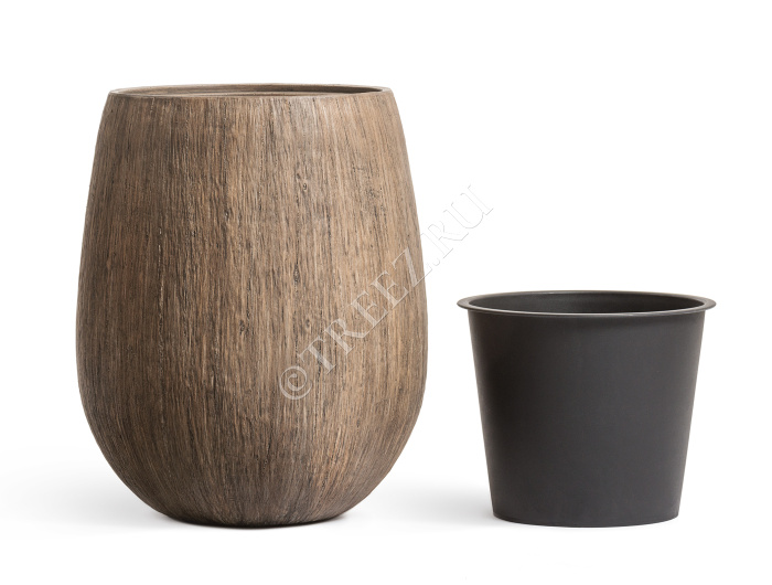 Кашпо TREEZ Effectory - Wood - Округлая чаша - Светлый дуб фото