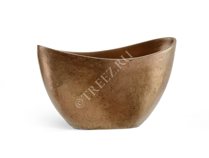 Кашпо TREEZ Effectory - Metal - Ваза-Лодка малая - Тёмное-матовое золото фото