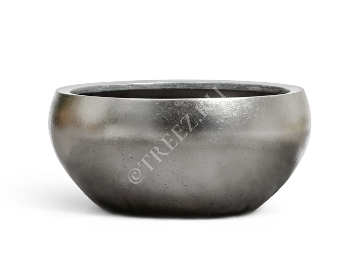 Кашпо TREEZ Effectory - Metal - Низкая полусфера - Стальное серебро фото
