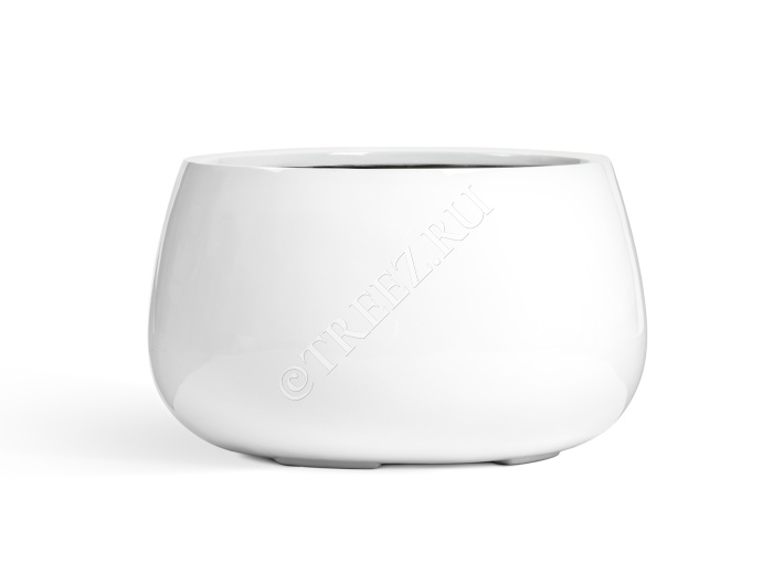 Кашпо TREEZ Effectory - Gloss - Низкая Design-чаша - Белый глянцевый лак фото