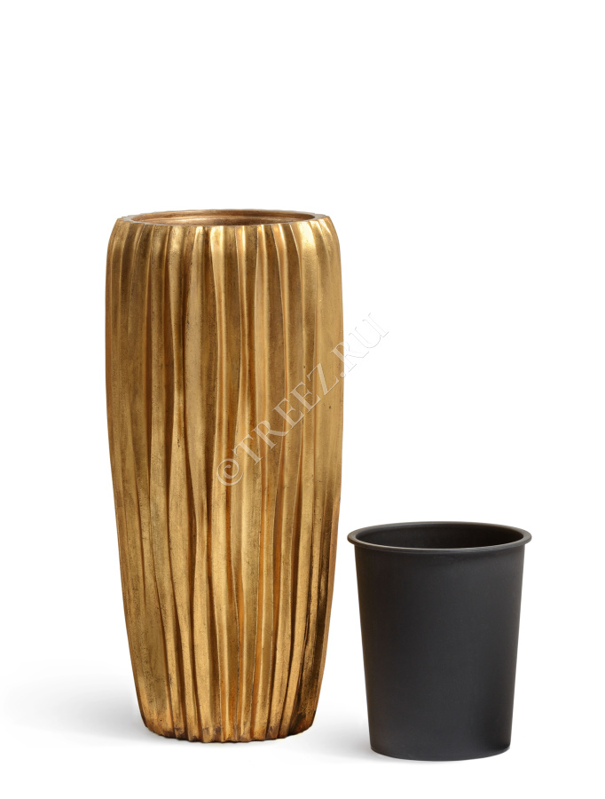 Кашпо TREEZ Effectory - Metal - Высокий конус Design Wave - Сусальное золото фото