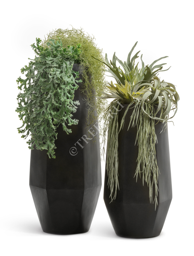 Кашпо TREEZ Effectory - Crystal - Высокий многогранник - Антрацит фото