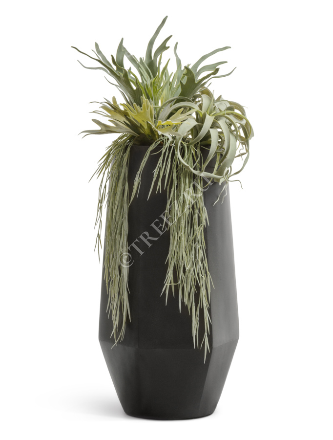 Кашпо TREEZ Effectory - Crystal - Высокий многогранник - Антрацит фото