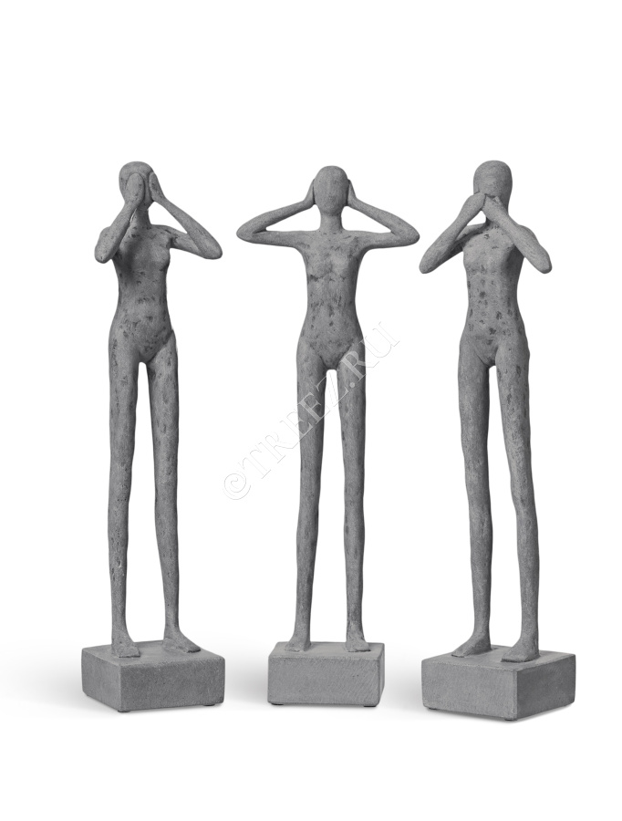 Скульптура TREEZ Effectory - Philosopher's Stone -Триптих "Недеяние зла"- Дымчато-серый песок фото