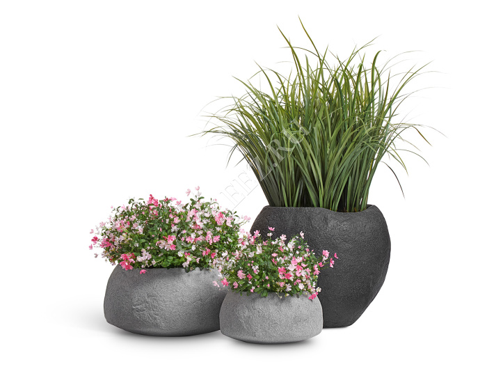 Сет № 28 - Лемонграсс и Альпийское разнотравье с розов. цветами в кашпо Treez Effectory Organic фото