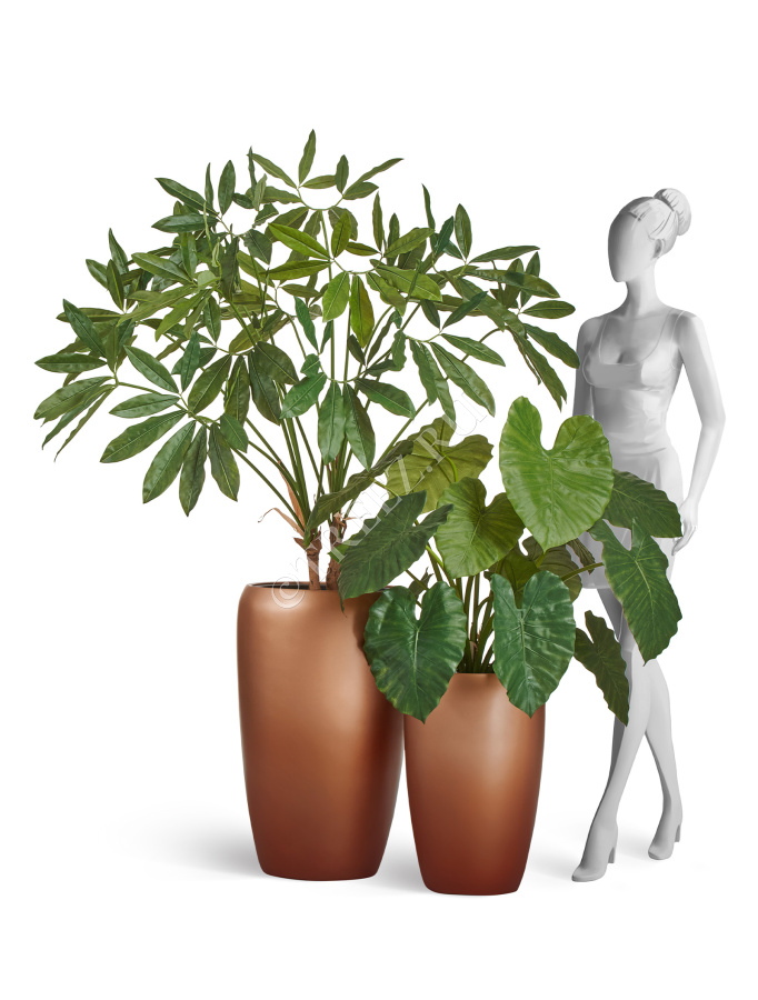 Сет № 100 - Композиция с филодендроном в матовых кашпо Treez Effectory Metal фото