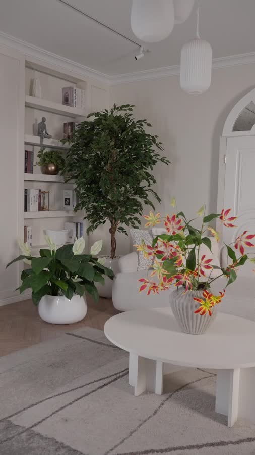 Кашпо TREEZ Effectory - Gloss - Низкая Design-чаша - Белый глянцевый лак фото