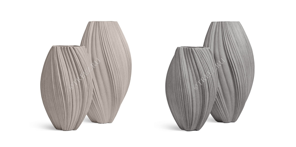 Кашпо TREEZ Effectory - Dune - Высокая дизайн-ваза - белый и дымчато-серый песок фото